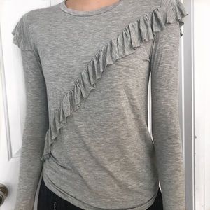 NWT Gray Long Sleeve Ruffled Topshop Top
